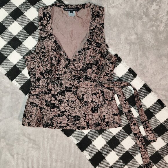 4 | French Connection | Silk Sleeveless V-Neck Wrap Blouse - Picture 1 of 5
